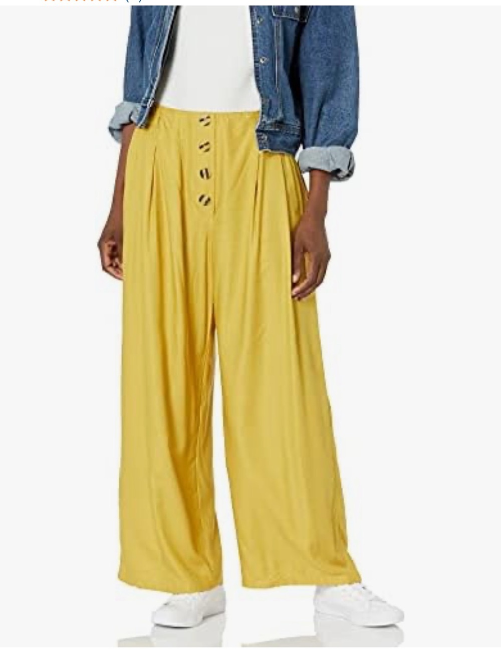 Angie Wide-Leg Button-Front Pants in Yellow